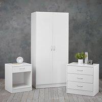LPD Furniture Delta 3 Piece Bedroom Furniture Set - White, White