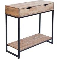 LPD Furniture Mirelle Console Table Solid Oak Black Metal Frame, Black