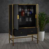 LPD Furniture Monaco Wine Cocktail Cabinet Black, Black
