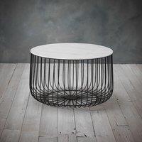 LPD Furniture Enzo Large Cage Table Black Frame White Marble Top, Black