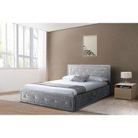 SleepOn Fabric Diamante Ottoman Bed Frame In Silver Single