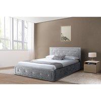 SleepOn Fabric Diamante Ottoman Bed Frame In Silver Double, Silver