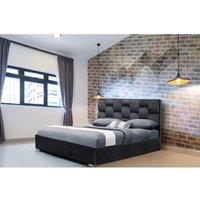 SleepOn Plush Velvet Weaved Headboard Bed Frame Grey Double, Grey