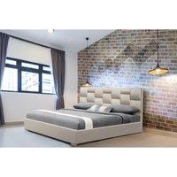 SleepOn Plush Velvet Weaved Headboard Bed Frame Cream Double, Cream