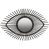 Interiors By Ph Black Rattan Eye Shape Wall Mirror, Brown