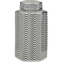 Interiors By Ph Small Ceramic Jar Black And White Wave Design, Black