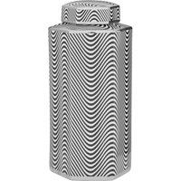 Interiors By Ph Large Ceramic Jar Black And White Wave Design, Black