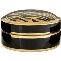 Interiors By Ph Small Trinket Box Black And Gold Zebra Print, Black