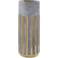 Interiors By Ph Large Gold Rib Ceramic Vase, Grey