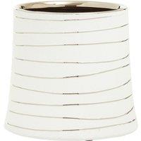 Interiors By Ph Small White Silver Stripe Ceramic Planter, White