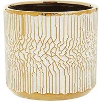 Interiors By Ph Small White Gold Ceramic Planter, White