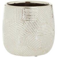 Interiors By Ph Small White Silver Ceramic Planter, White