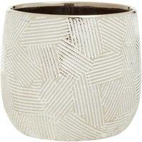 Interiors By Ph Large White Silver Ceramic Planter, White