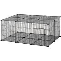 PawHut Diy Pet Playpen Cage 22 Piece - Black, Black