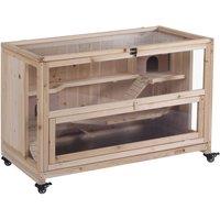 PawHut Wooden Hamster Cage 3-tier Roden Small Animals Hutch 99 X 50 X 69 cm - Brown, Brown