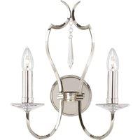 Elstead Lighting Pimlico 2 Light Wall Light Polished Nickel, Silver