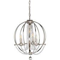 Elstead Lighting Cassie 4 Light Chandelier, Silver
