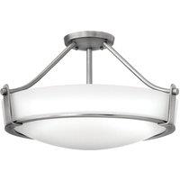 Hinkley Hathaway 3 Light Medium Semiflush Antique Nickel, Silver