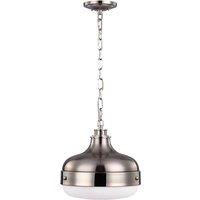 Feiss Cadence 2 Light Pendant Polished Nickel/Brushed Steel, Silver