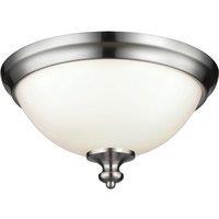 Feiss Parkman 2 Light Flush Mount Brushed Steel, Silver