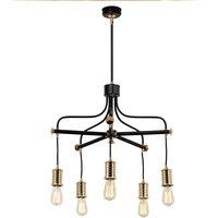 Elstead Lighting Douille 5 Light Chandelier Black/Polished Brass, Black