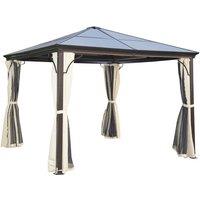 Outsunny Patio Gazebo Sun Shelter Side Wall Party Aluminium - Brown, Brown
