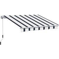 Outsunny Garden Retractable Awning 4x3m - Blue/White, Multi