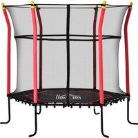 HOMCOM 5.3' Kids Trampoline w/ Enclosure - Red