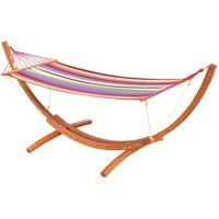 HOMCOM Garden Outdoor Patio Wooden Frame Hammock Arc Stand Sun Swing Bed Seat, Multi