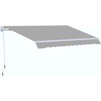 Outsunny 4X2.5M Manual Awning Window Door Sun Weather Shade With Handle - Light Grey, Grey