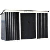 Outsunny 9 X 4Ft Outdoor Garden Storage Shed With 2 Door Galvanised Metal - Grey