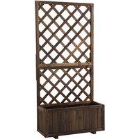 Outsunny Flower Stand Plant Shelf Outdoor Pine Trough Planter Climbing Plants - Brown, Brown