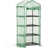 Outsunny Mini Greenhouse 4-tier Portable Plant House Shed With Pe Cover - Green, Green