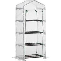 Outsunny Mini Greenhouse 4-tier Portable Plant House Shed With Pe Cover - White, White