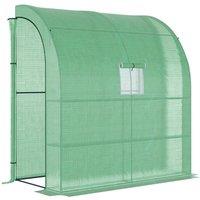 Outsunny Walk-in Lean To Wall Greenhouse With window & door 200Lx 100W X 213Hcm - Green, Green