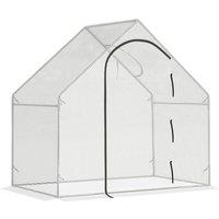 Outsunny Walk-in Portable Greenhouse Mini Grown House Steel Frame Window - White, White