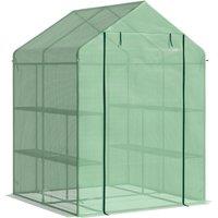 Outsunny Walk In Garden Greenhouse Outdoor Grow House With Shelves 143X138X190Cm - Green, Green