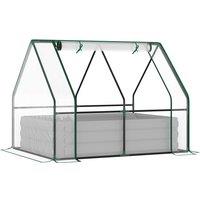 Outsunny Raised Garden Bed Planter Box With Greenhouse Large Window - Clear
