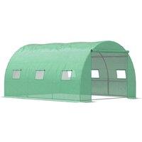 Outsunny Tunnel Greenhouse With Pe Cover Outdoor Plant House With Door & Window - Green, Green