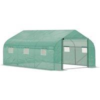 Outsunny 4.5 X 3 X 2M Outdoor Tunnel Greenhouse With Roll Up Door 6 Windows - Green, Green