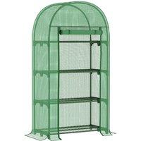 Outsunny 80 X 49 X 160Cm Mini Greenhouse Portable Green House With Storage Shelf - Green, Green