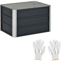 Outsunny Raised Garden Bed Metal Planter Box For Vegetables Flower Grows - Grey, Grey