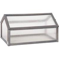 Outsunny Wooden Cold Frame Greenhouse Garden Polycarbonate Grow House - Grey, Grey