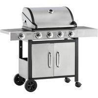 Outsunny Deluxe Gas Barbecue Grill 4 1 Burner Garden Bbq With Large Cooking Area - Black, Black