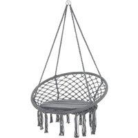 Outsunny Macrame Hanging Chair Swing Hammock For Indoor & Outdoor Use - Grey, Grey