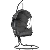 Outsunny Hanging Egg Chair Swing Hammock Chair With Stand Retractable Canopy - Grey