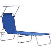 Outsunny Folding Chair Sun Lounger With Sunshade Garden Recliner Hammock - Blue, Blue