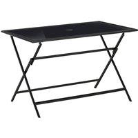 Outsunny Folding Rectangular Garden Dining Table For 6 With Parasol Hole - Black, Black