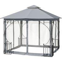 Outsunny Gazebo Party Tent Canopy Sun Shade For Patio Garden Light Grey 3X3M - Grey, Grey