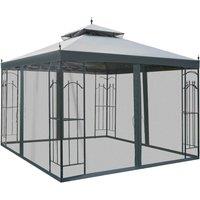 Outsunny 3x3m Garden Gazebo Double Top Gazebo Canopy - Grey, Grey